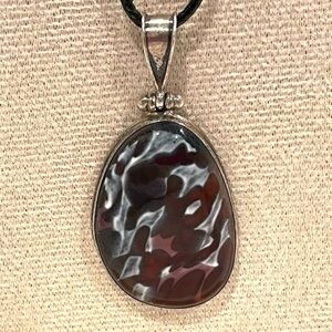 Artisan Handblown Glass Art Pendant. Sterling Setting.